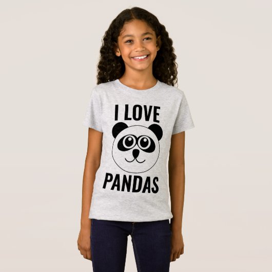 I LIEBE PANDA BEARS KIDS MÄDCHEN T - SHIRT (Vorne ganz)
