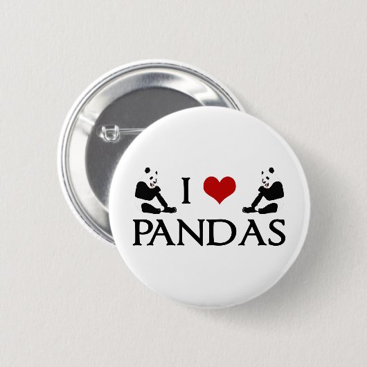 I Liebe Panda Bears Niedlich Button (Vorne & Hinten)