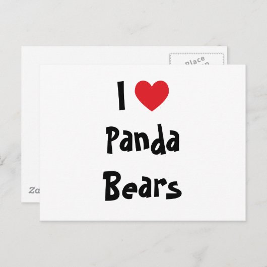 I Liebe Panda Bears Postkarte (Vorne/Hinten)
