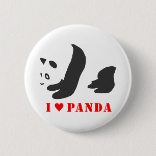 I Liebe Panda (schwarz) Button