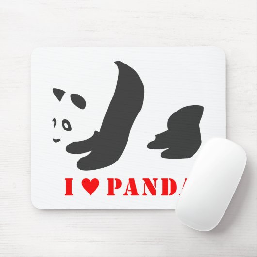 I Liebe Panda (schwarz) Mousepad (Mit Mouse)
