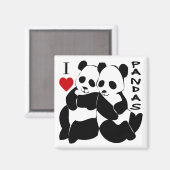 I Liebe Pandas Magnet (Vorderseite/Rückseite)