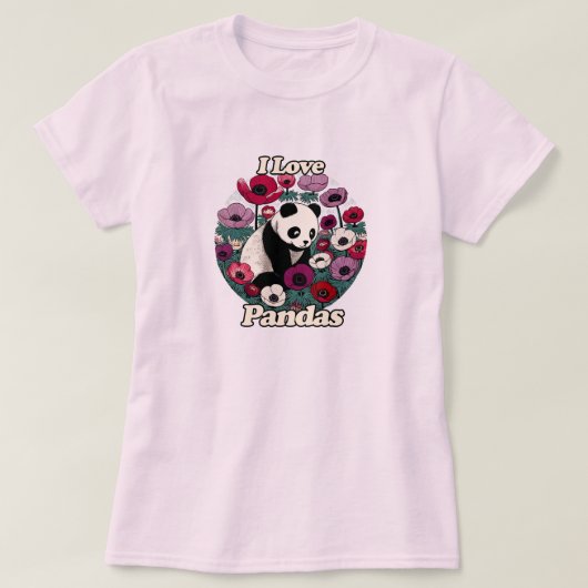 I Liebe Pandas Panda Bear T-Shirt (Design vorne)
