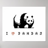 I Liebe Pandas Pixel Art Poster (Vorne)