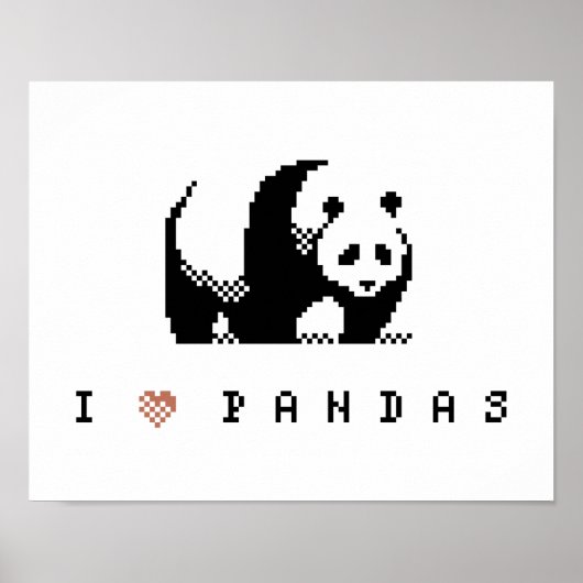 I Liebe Pandas Pixel Art Poster (Vorne)