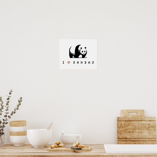 I Liebe Pandas Pixel Art Poster (Küche)