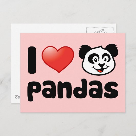 I Liebe Pandas Postkarte (Vorne/Hinten)