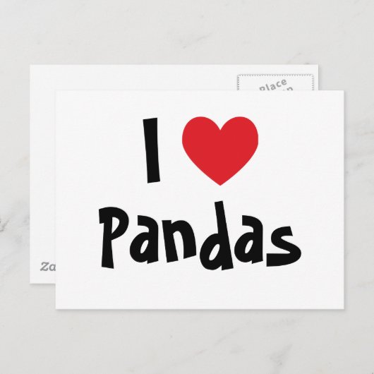 I Liebe Pandas Postkarte (Vorne/Hinten)