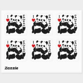 I Liebe Pandas Quadratischer Aufkleber (Blatt)