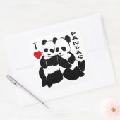 I Liebe Pandas Quadratischer Aufkleber (Umschlag)