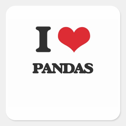 I Liebe Pandas Quadratischer Aufkleber (Vorderseite)