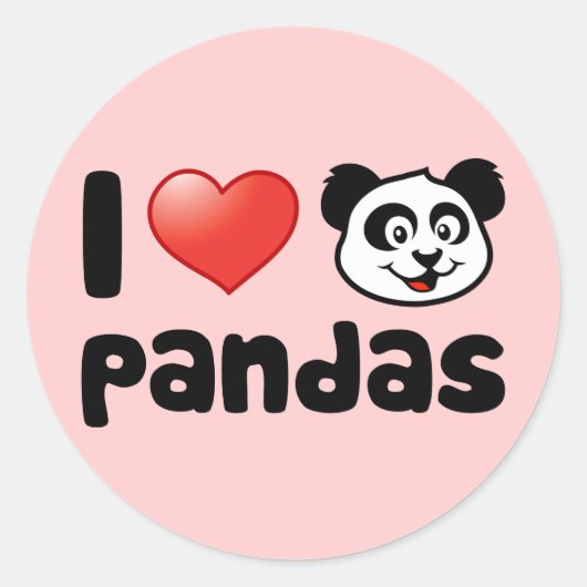 I Liebe Pandas Runder Aufkleber (Vorderseite)
