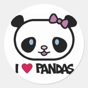 I Liebe Pandas Runder Aufkleber