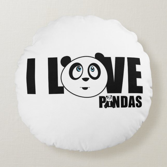 I Liebe Pandas Rundes Kissen (Vorderseite)