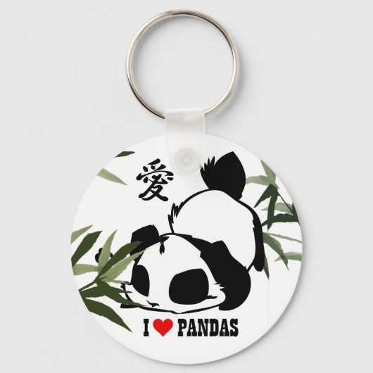 I Liebe Pandas Schlüsselanhänger (Vorderseite)