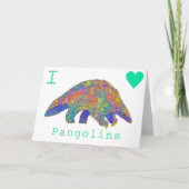 I Liebe Pangolins Aquarellmotto Karte (Vorderseite)