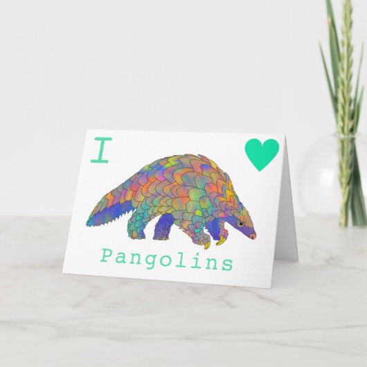 I Liebe Pangolins Aquarellmotto Karte (Vorderseite)