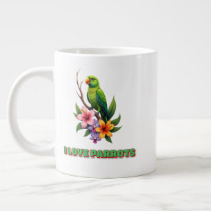 "I Liebe Papageien - Farbenfrohe tropische Papagei Jumbo-Tasse