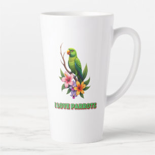 "I Liebe Papageien - Farbenfrohe tropische Papagei Milchtasse