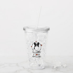 I Liebe Papillons (weiß & schwarz) Herzhunde Niedl Acryltrinkbecher