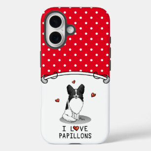 I Liebe Papillons (weiß & schwarz) Herzhunde Niedl iPhone 16 Hülle