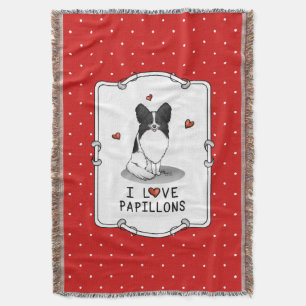 I Liebe Papillons (weiß & schwarz) Herzhunde Niedl Decke