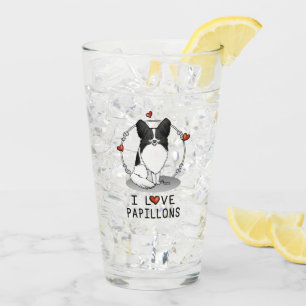 I Liebe Papillons (weiß & schwarz) Herzhunde Niedl Glas