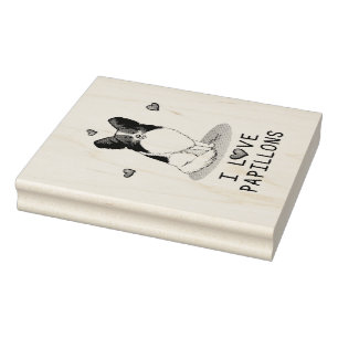 I Liebe Papillons (weiß & schwarz) Herzhunde Niedl Gummistempel