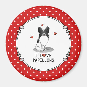 I Liebe Papillons (weiß & schwarz) Herzhunde Niedl Magnet