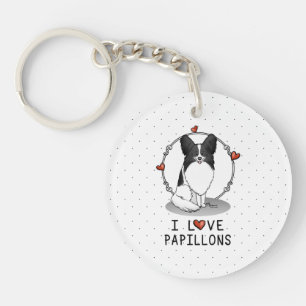 I Liebe Papillons (weiß & schwarz) Herzhunde Niedl Schlüsselanhänger