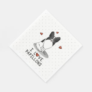 I Liebe Papillons (weiß & schwarz) Herzhunde Niedl Serviette