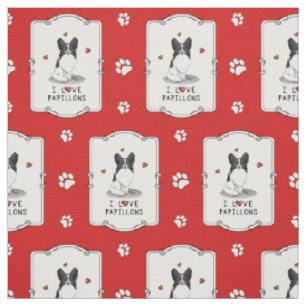 I Liebe Papillons (weiß & schwarz) Herzhunde Niedl Stoff