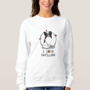 I Liebe Papillons (weiß & schwarz) Herzhunde Niedl Sweatshirt
