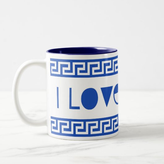 I LIEBE PAPOU GREEK KEY ZWEIFARBIGE TASSE (Links)