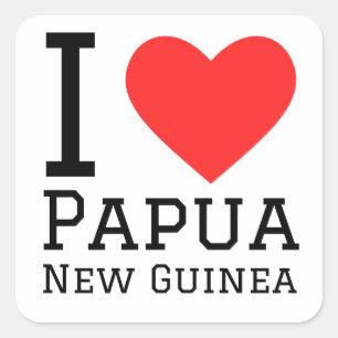 I Liebe Papua Neue Guinea Quadratischer Aufkleber