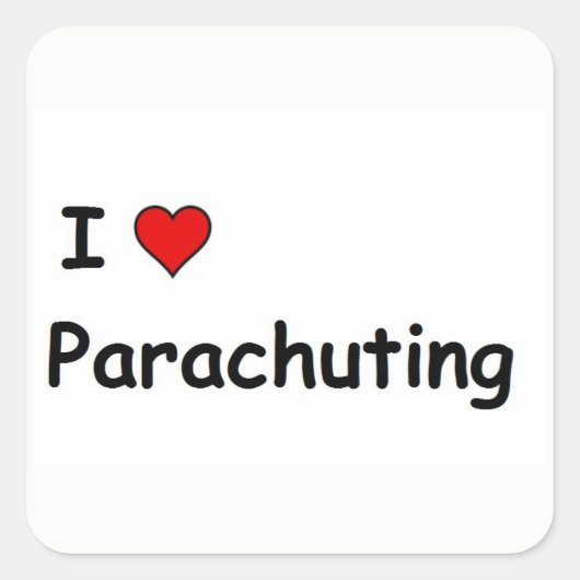 I Liebe Parachuting Quadratischer Aufkleber (Vorderseite)