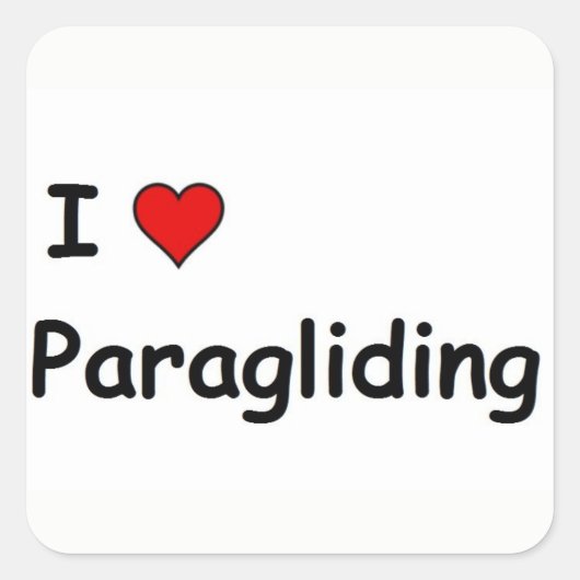 I Liebe Paragliding Quadratischer Aufkleber (Vorderseite)