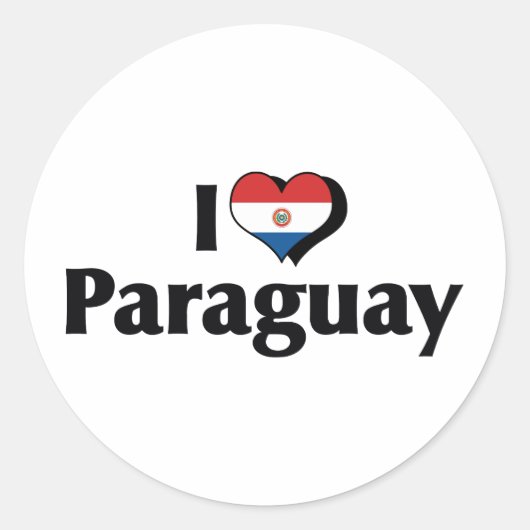 I Liebe Paraguay-Flagge Runder Aufkleber (Vorderseite)