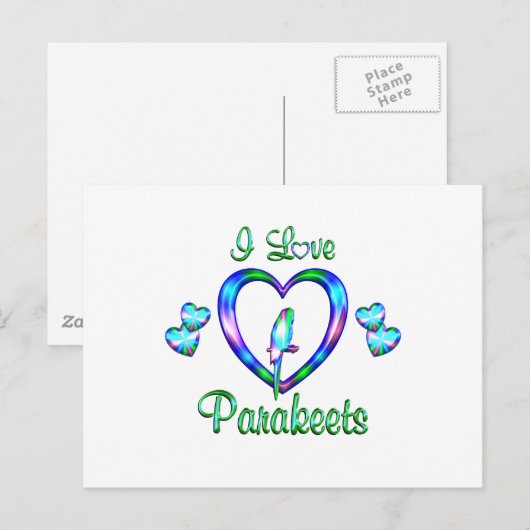 I Liebe Parakeets Postkarte (Vorne/Hinten)
