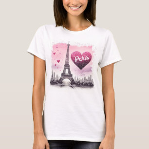 I Liebe Paris Aquarellfarbenmode T-Shirt