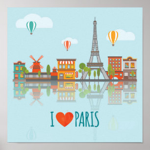 I Liebe-Paris   Cityscape-Entwurf Poster