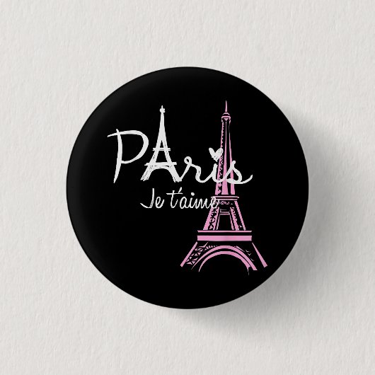 I Liebe Paris Eiffel Tower Frankreich Button (Vorderseite)