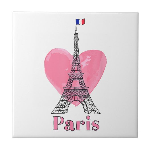 I Liebe Paris Eiffel Tower Frankreich Geschenk Fliese (Vorderseite)