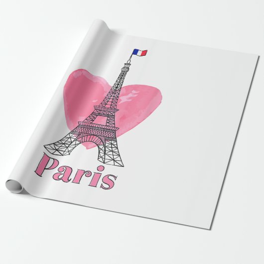 I Liebe Paris Eiffel Tower Frankreich Geschenk Geschenkpapier (Ungerollt)