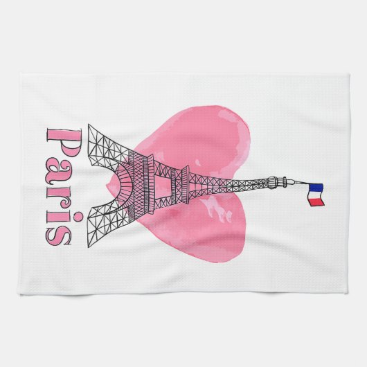 I Liebe Paris Eiffel Tower Frankreich Geschenk Geschirrtuch (Horizontal)