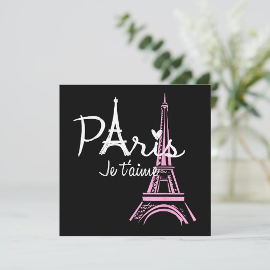 I Liebe Paris Eiffel Tower Frankreich Save The Date (Stehend Vorderseite)