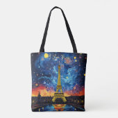 I Liebe Paris Eiffel Tower Illustration Reisen Art Tasche (Rückseite)