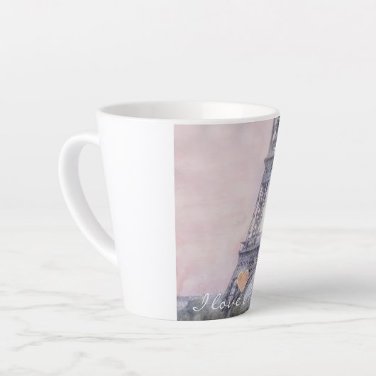I Liebe Paris Eiffel Tower Latte Tasse (Linke Ecke)