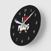"I Liebe Paris", Eiffelturm Runde Wanduhr (Winkel)