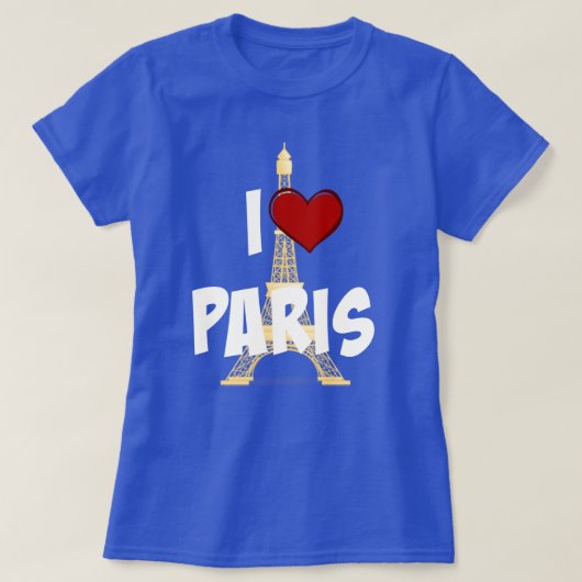 I Liebe Paris, Eiffelturm T-Shirt (Design vorne)